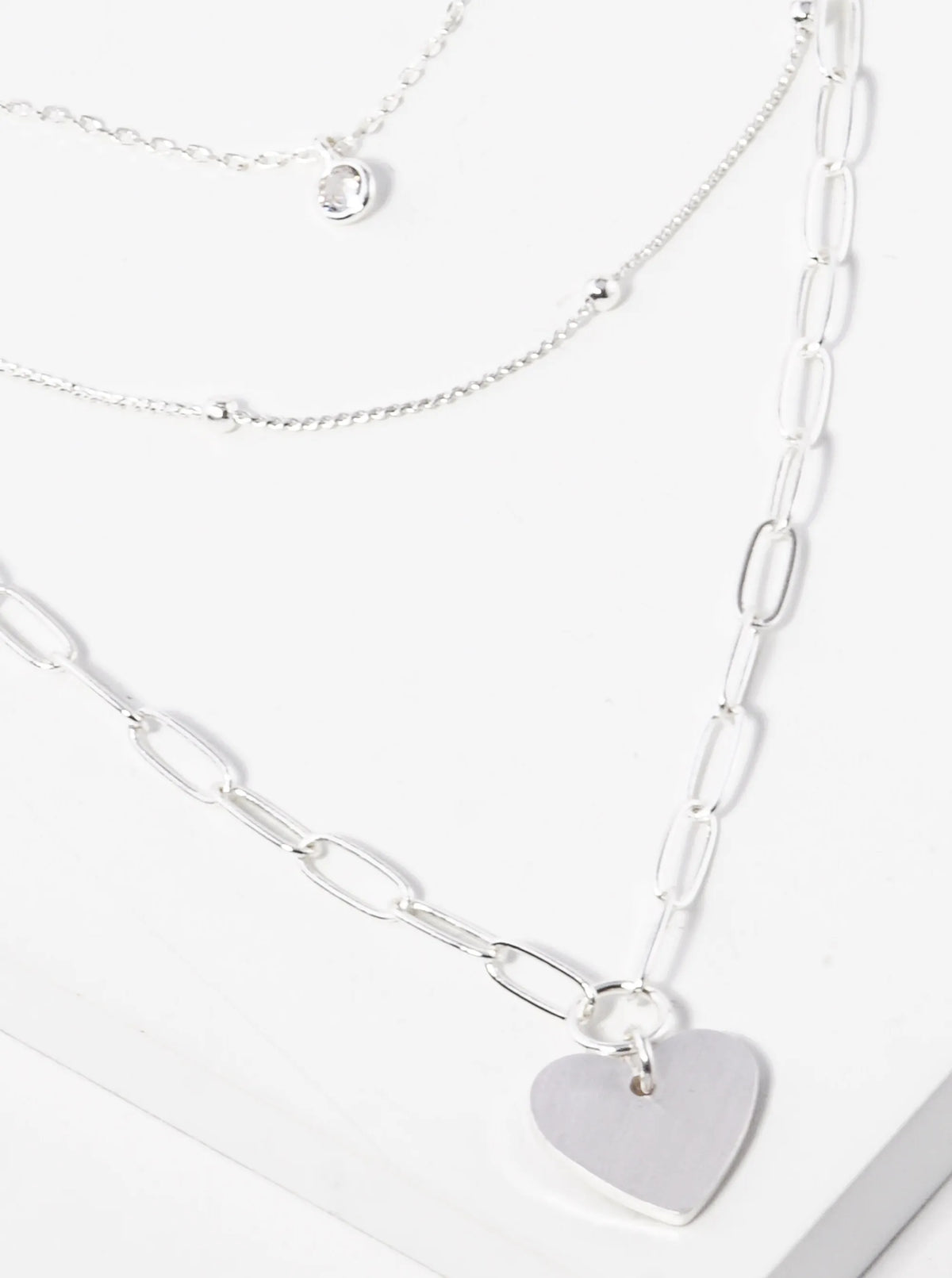 Heart Pendant Multi Chain Layered Necklace