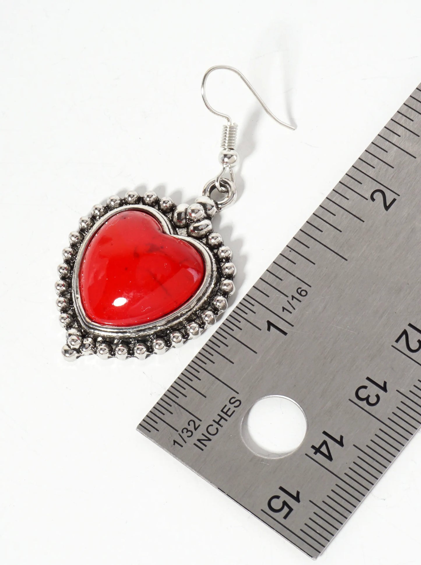 Heart-Shape Semi-Precious Natural-Stone Dangle Drop Bohemian Western Earrings