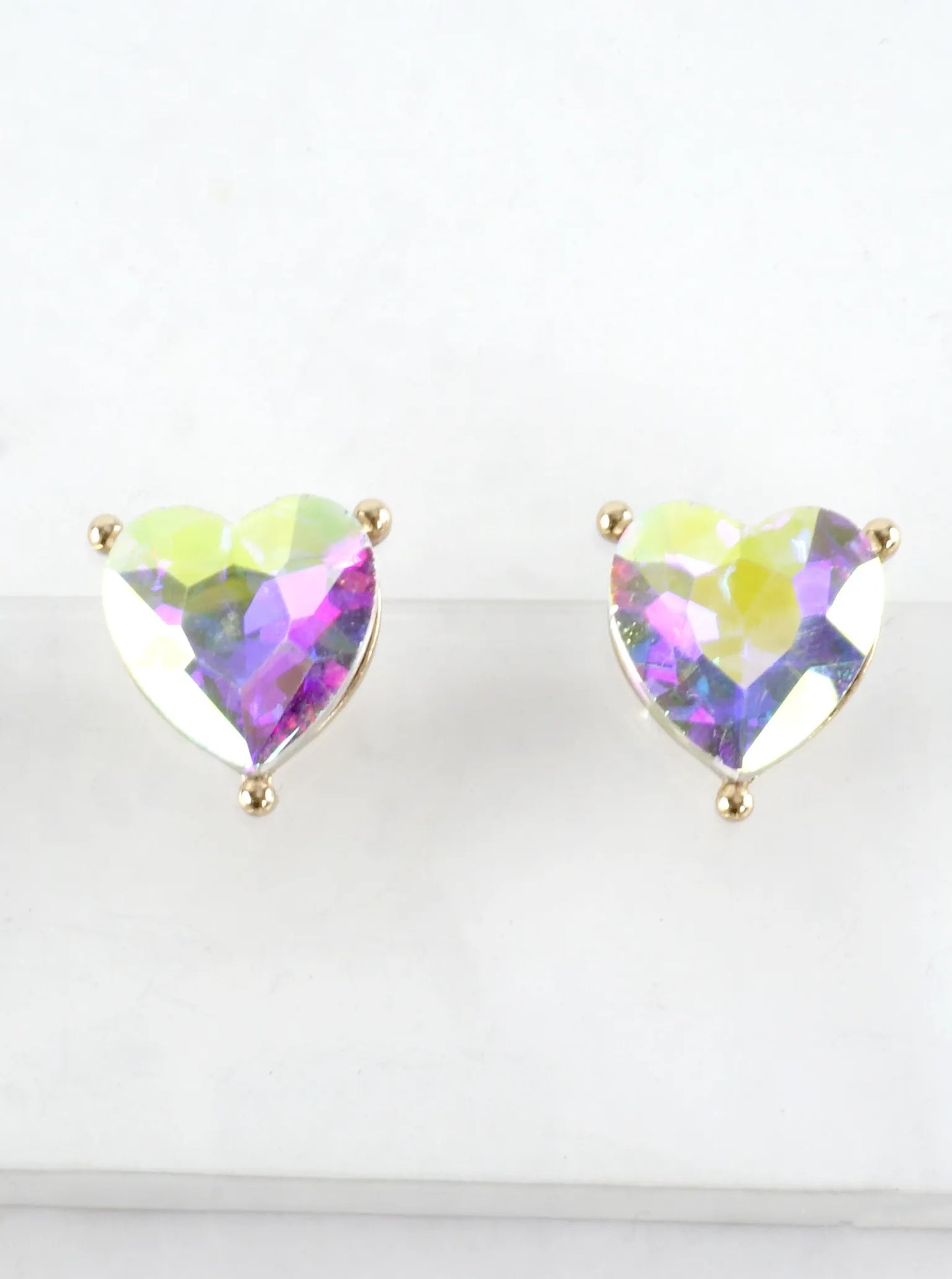 Heart Shaped Prong Crystal Stud Earrings
