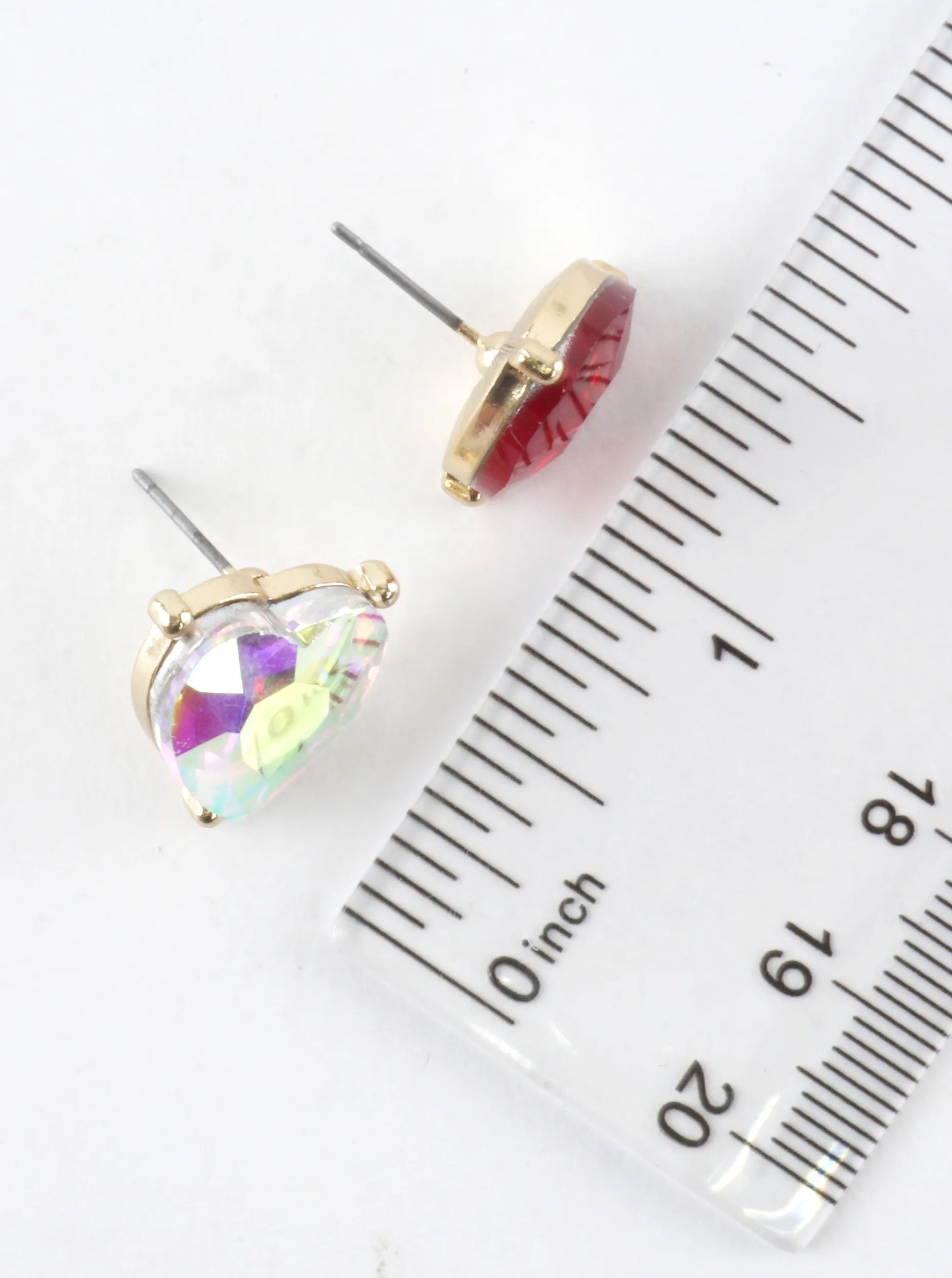 Heart Shaped Prong Crystal Stud Earrings