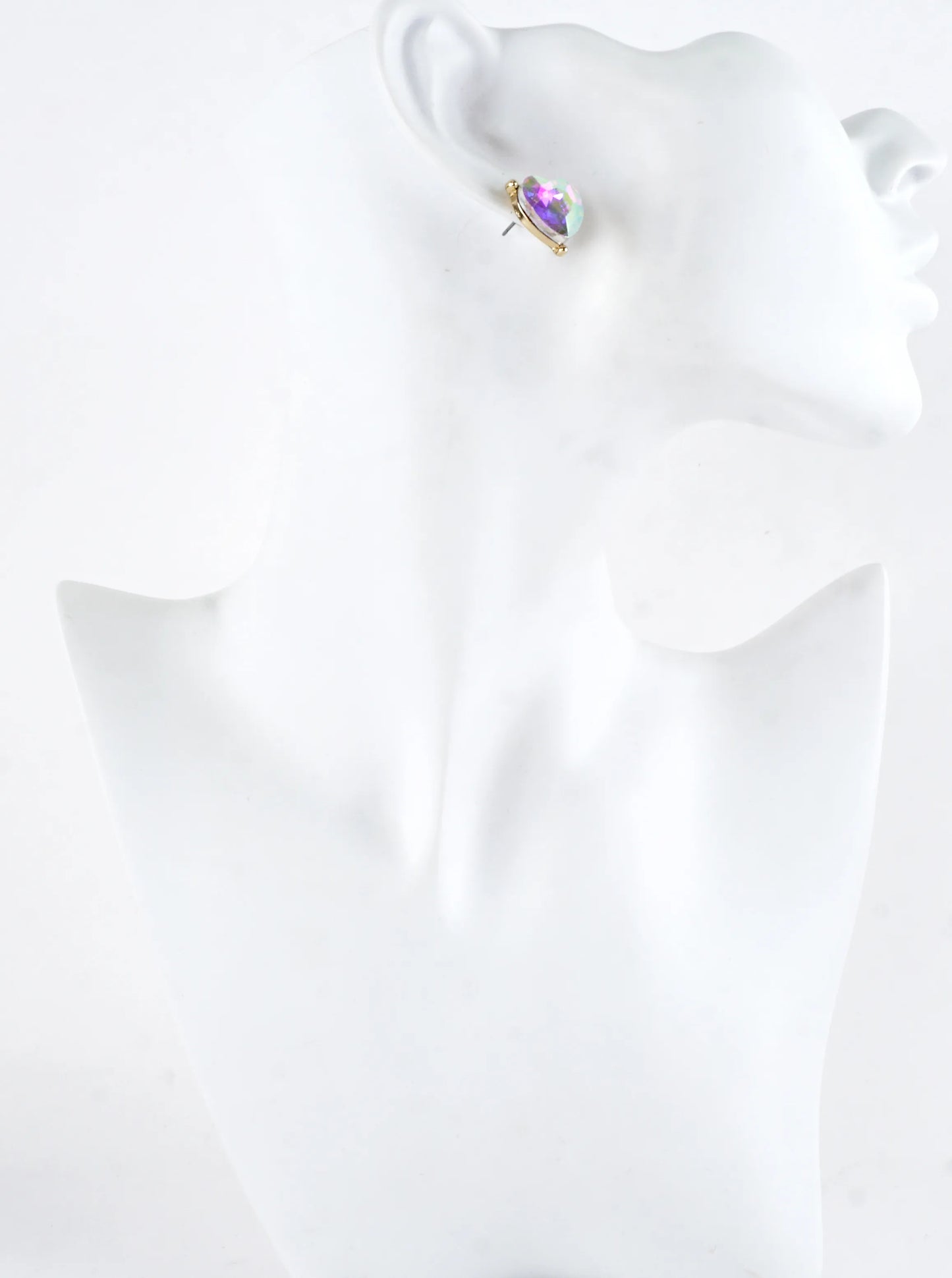 Heart Shaped Prong Crystal Stud Earrings