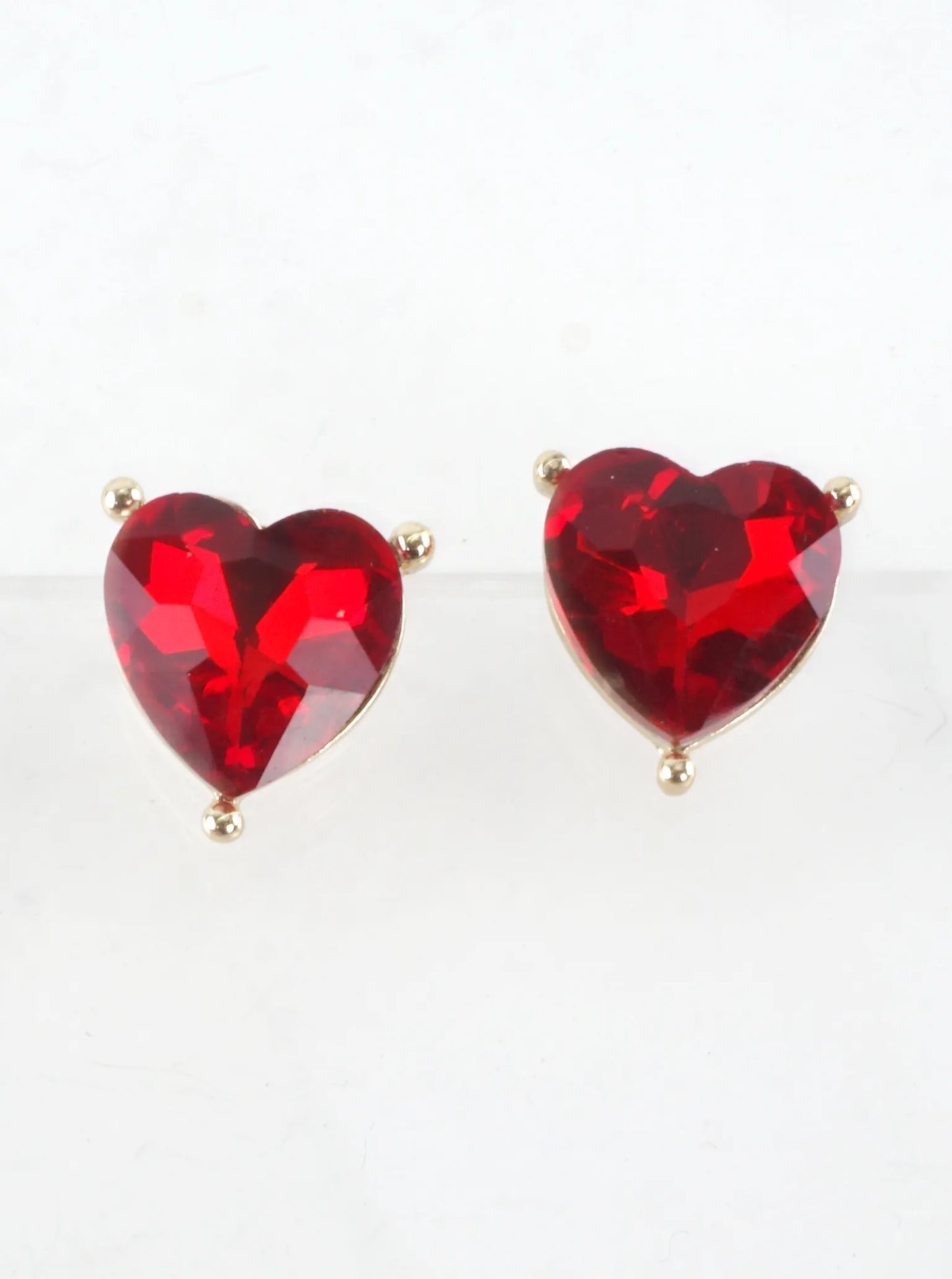 Heart Shaped Prong Crystal Stud Earrings