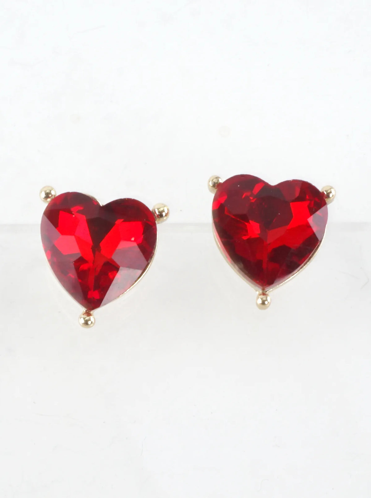 Heart Shaped Prong Crystal Stud Earrings