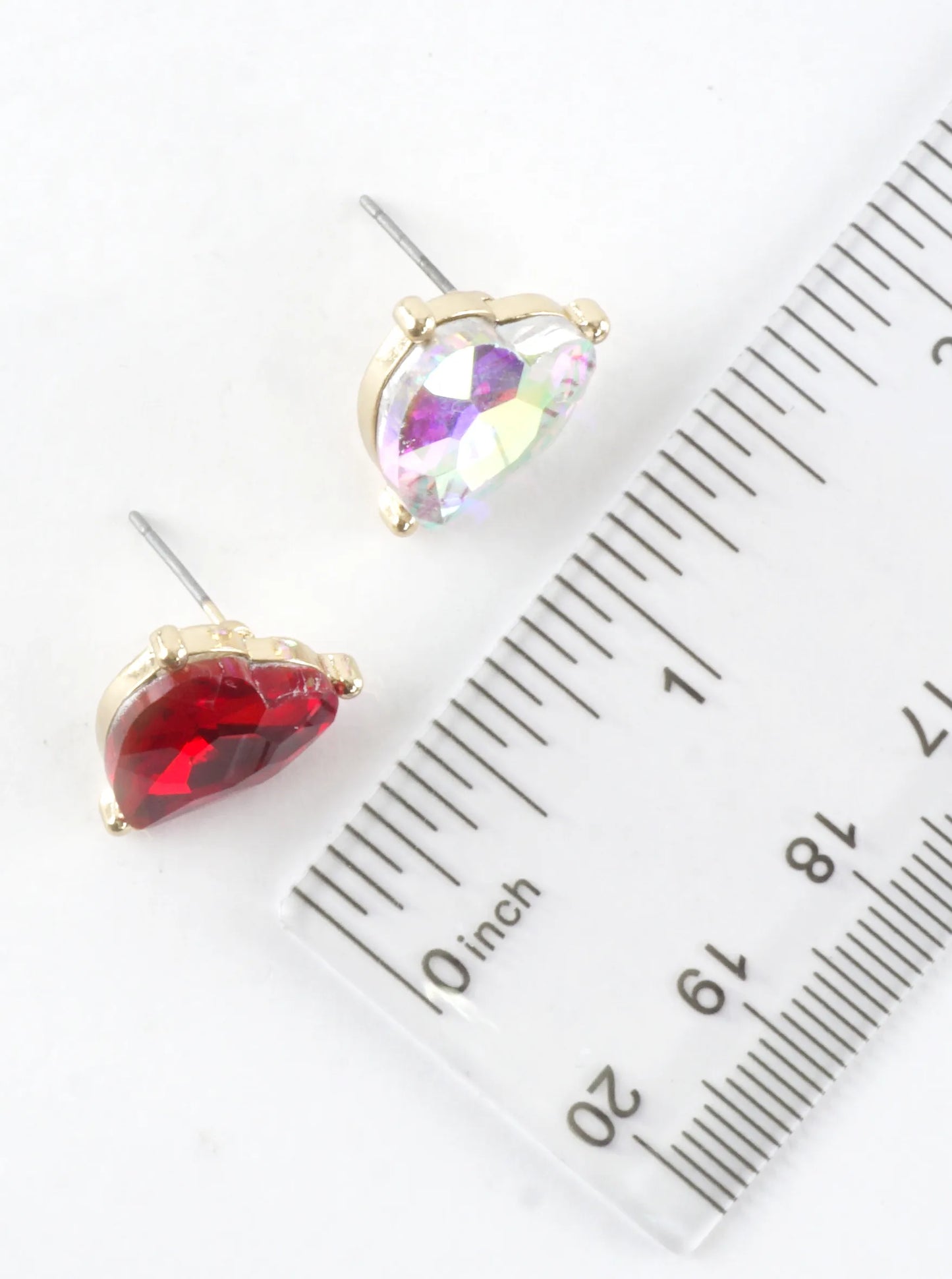 Heart Shaped Prong Crystal Stud Earrings