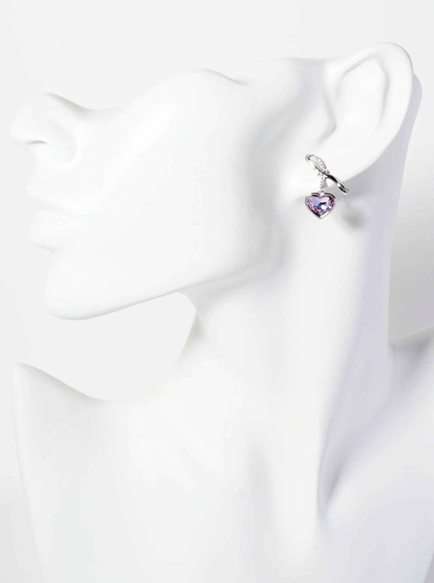 Heart Stone Drop Pave-Set Cubic-Zirconia Bow Design 18K-Gold-Dipped Post Earrings