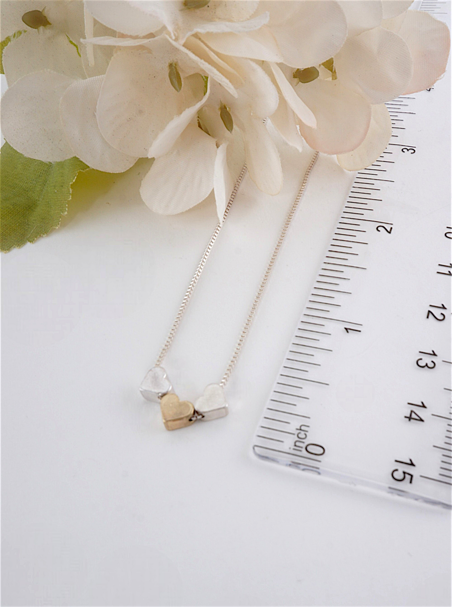 Heart Trio Polished Chain Necklace