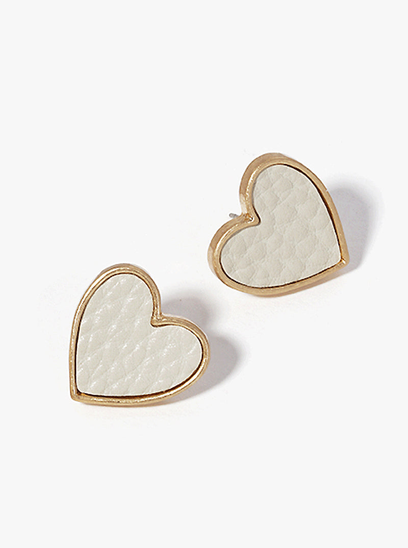 Heart Shape Leatherette Post Stud Earrings