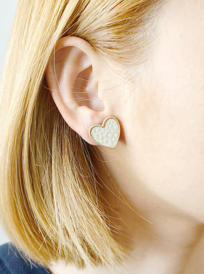 Heart Shape Leatherette Post Stud Earrings