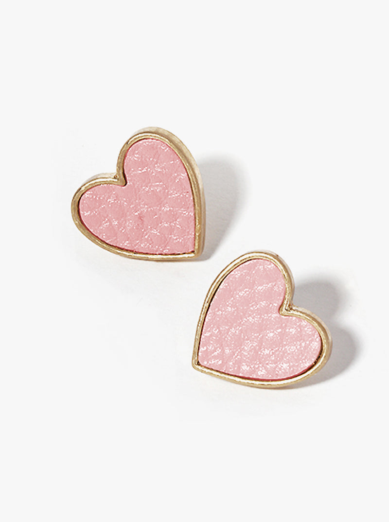 Heart Shape Leatherette Post Stud Earrings