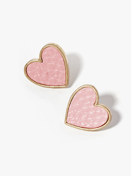 Heart Shape Leatherette Post Stud Earrings
