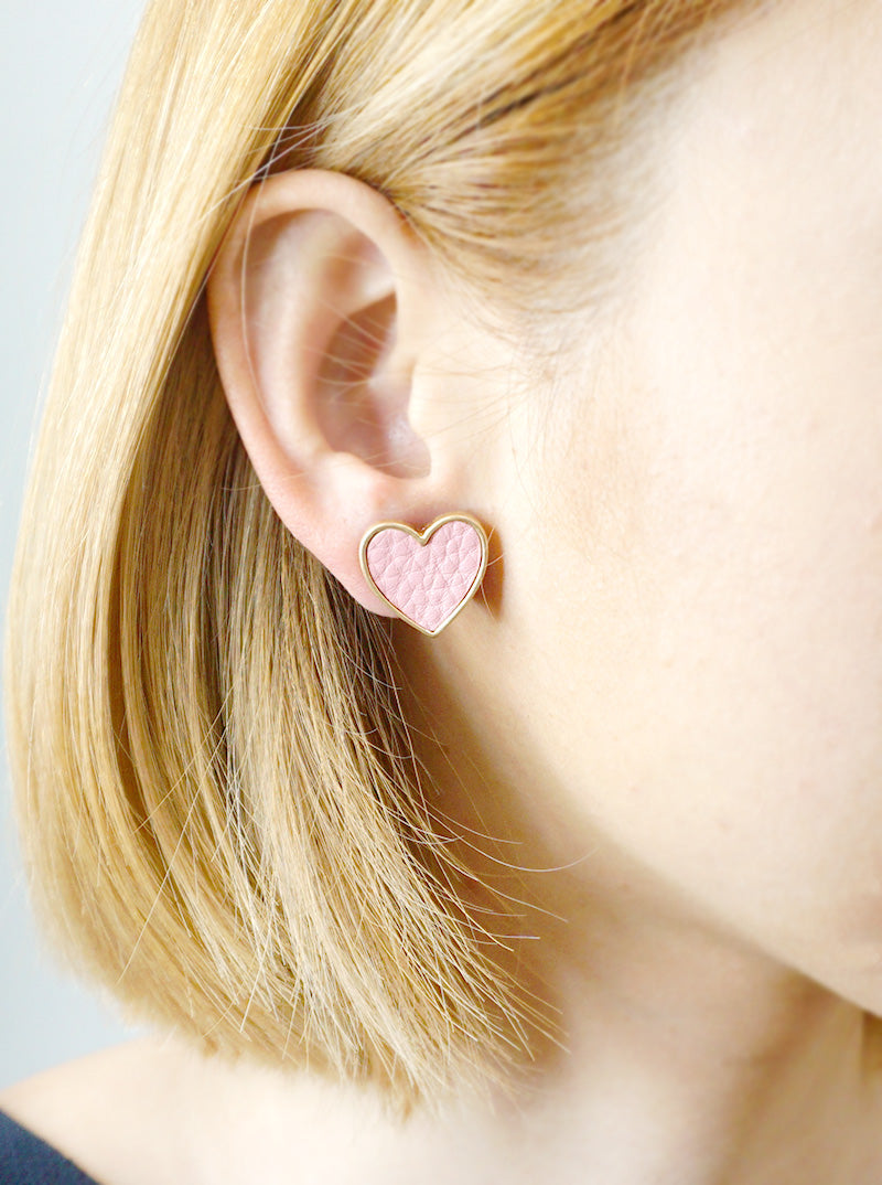 Heart Shape Leatherette Post Stud Earrings