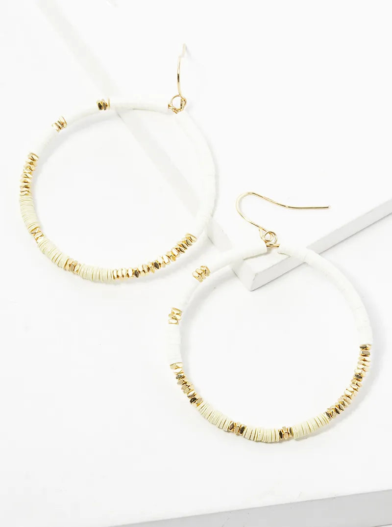 Heishi Beaded Circle Dangle Drop Earrings