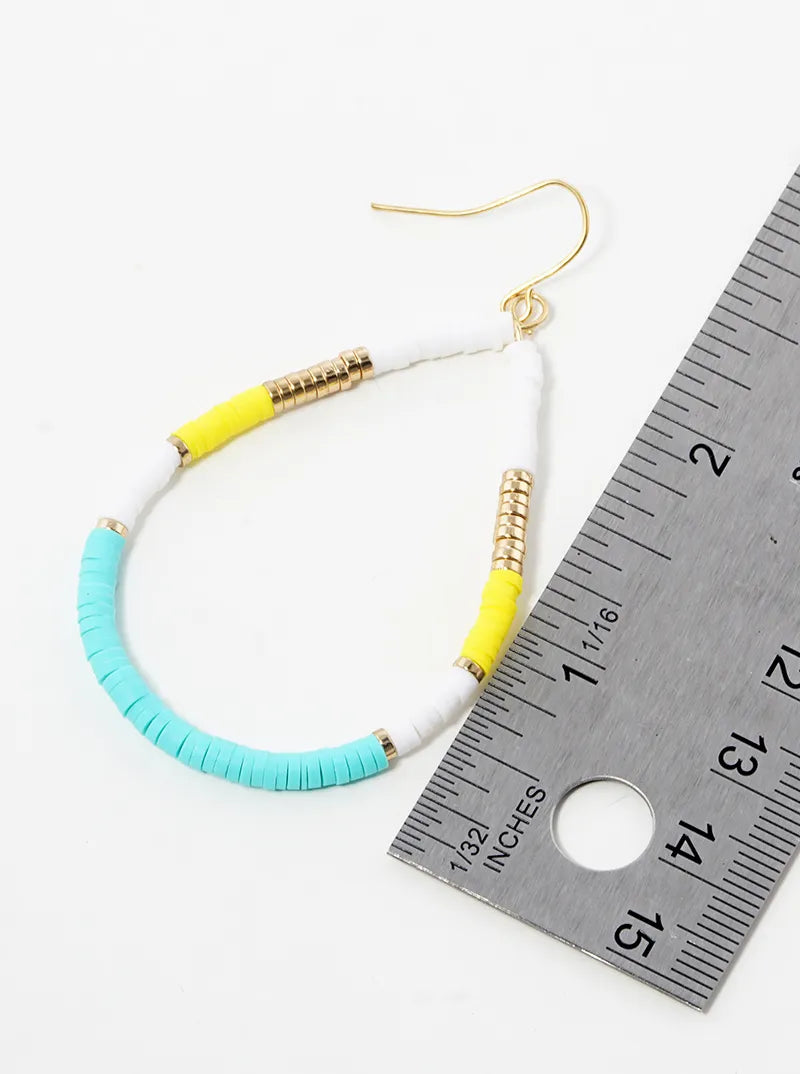 Heishi Beaded Teardrop Dangle Drop Earrings