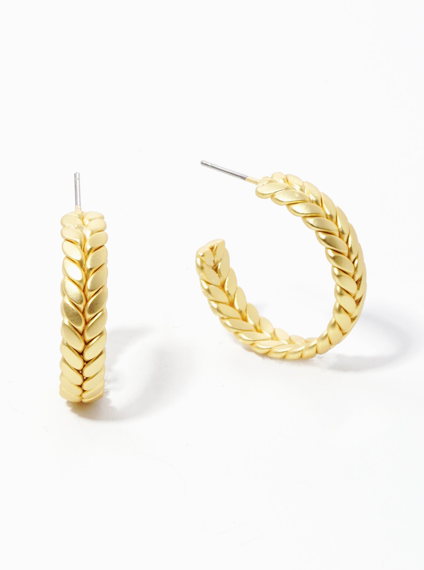 Herringbone Textured 25mm Open Hoop Earrings