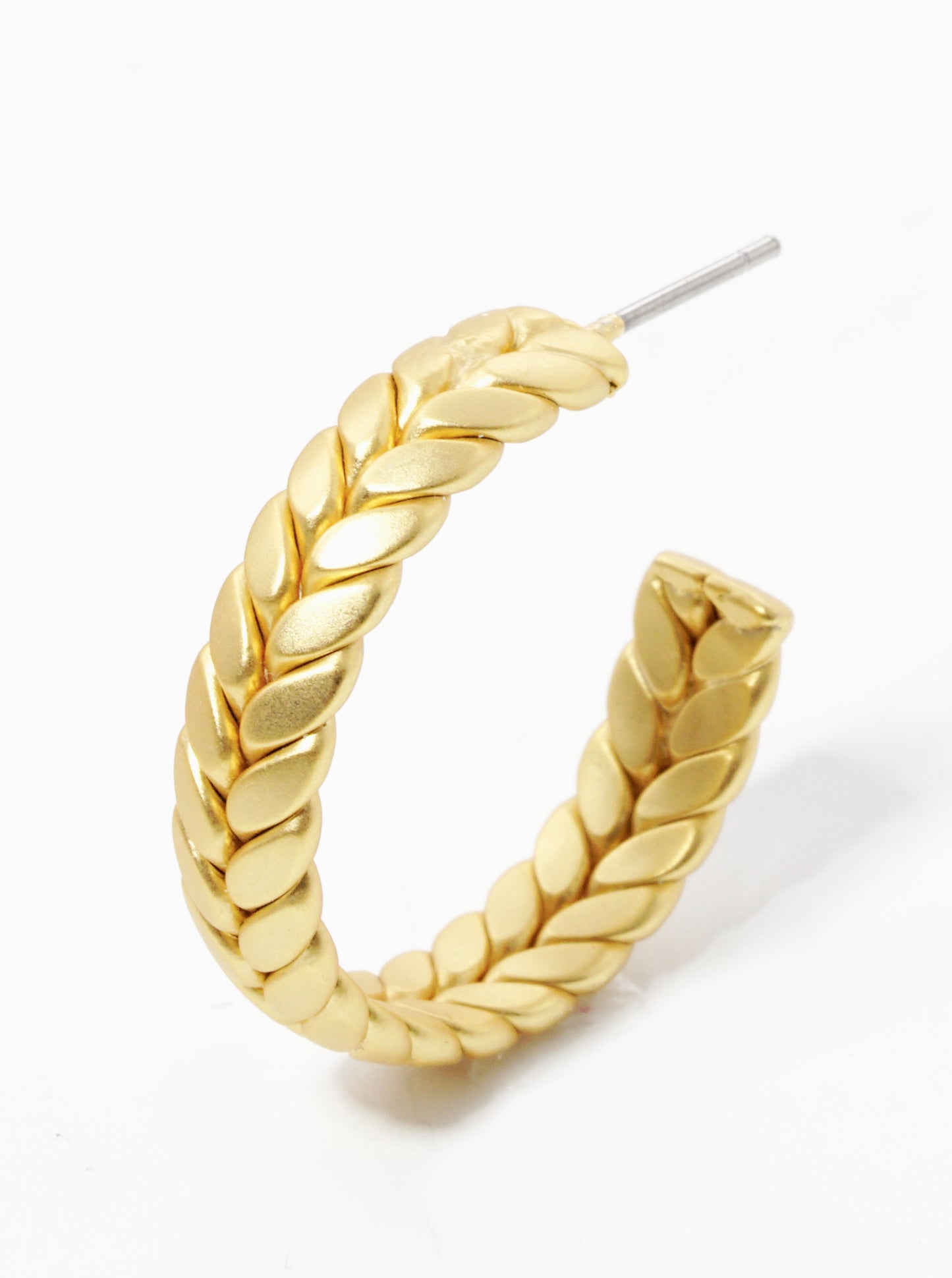 Herringbone Textured 25mm Open Hoop Earrings