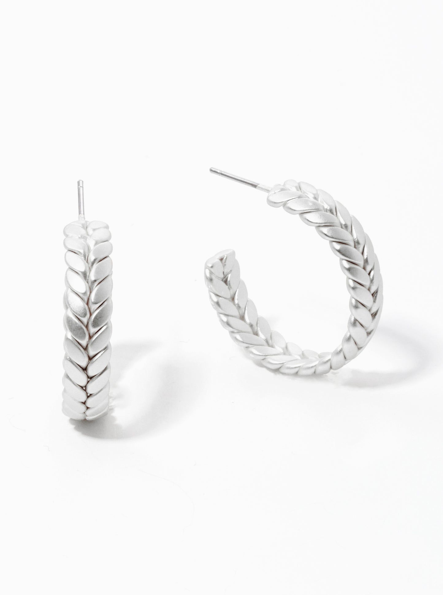 Herringbone Textured 25mm Open Hoop Earrings