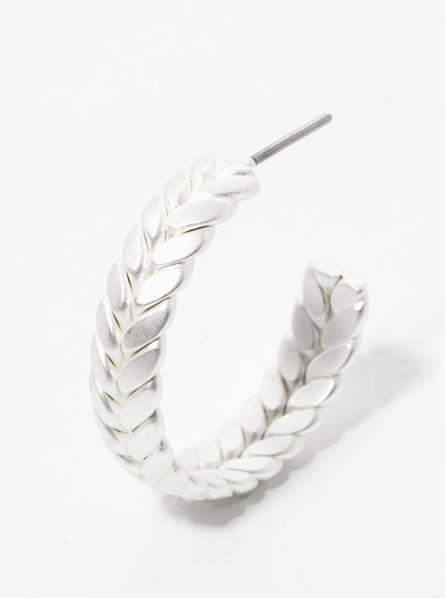 Herringbone Textured 25mm Open Hoop Earrings