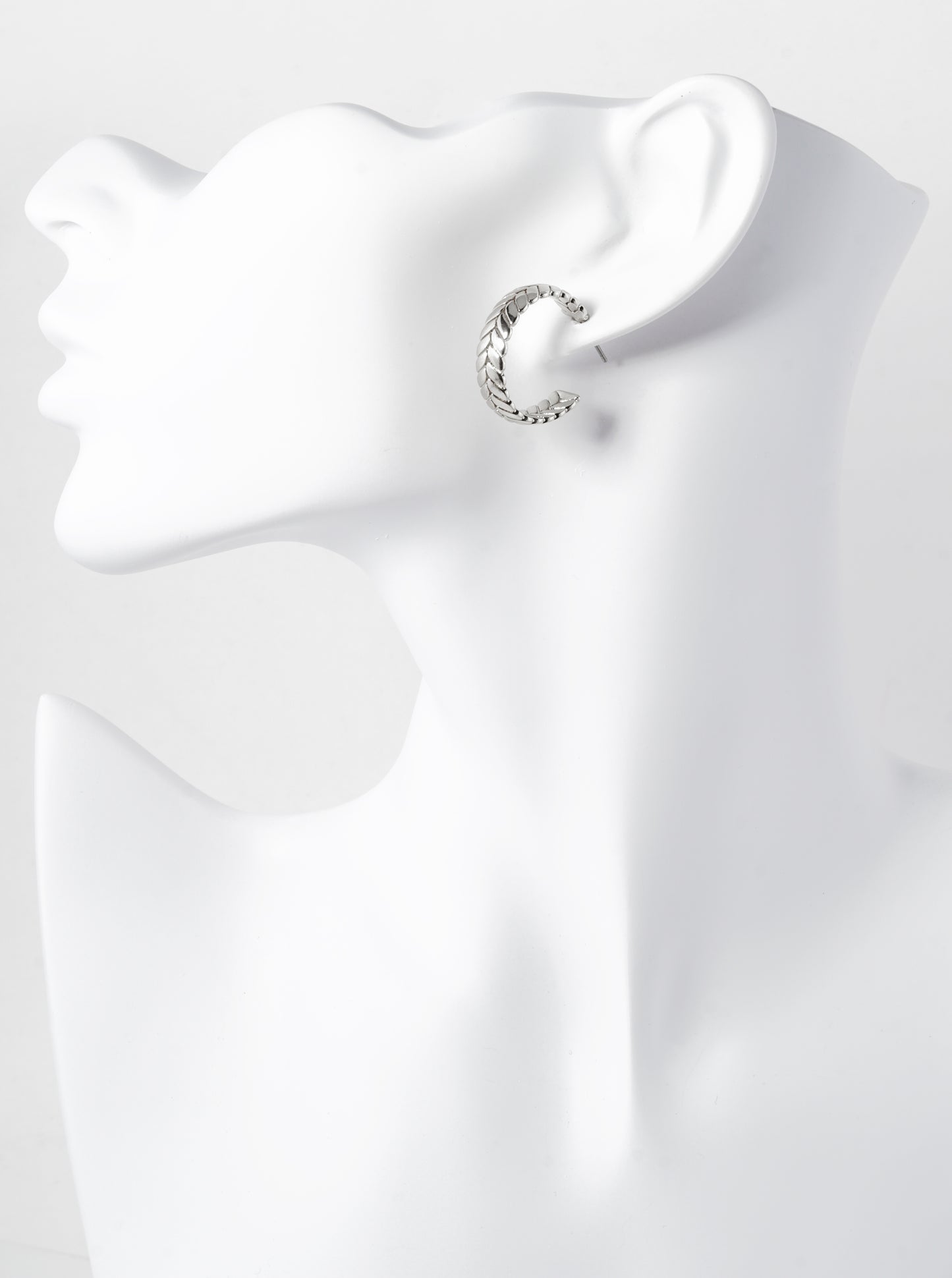 Herringbone Textured 25mm Open Hoop Earrings