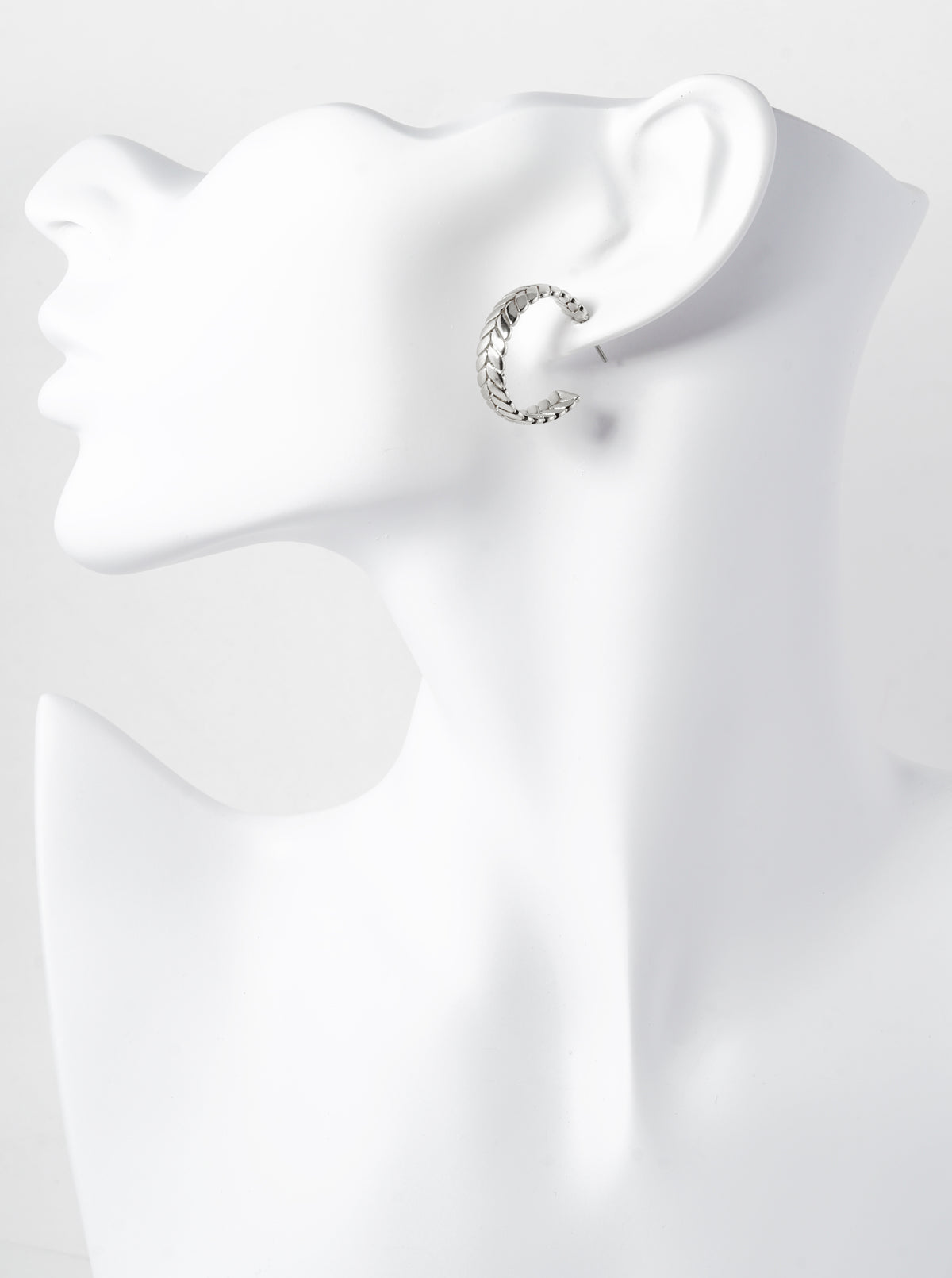 Herringbone Textured 25mm Open Hoop Earrings