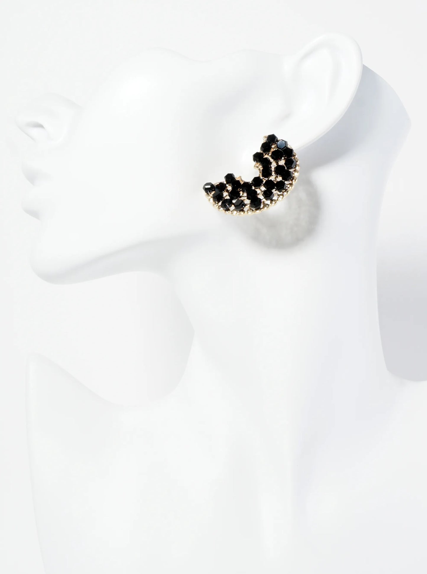 Hexagon Glass Beaded 35mm Wide Hoop Earrings