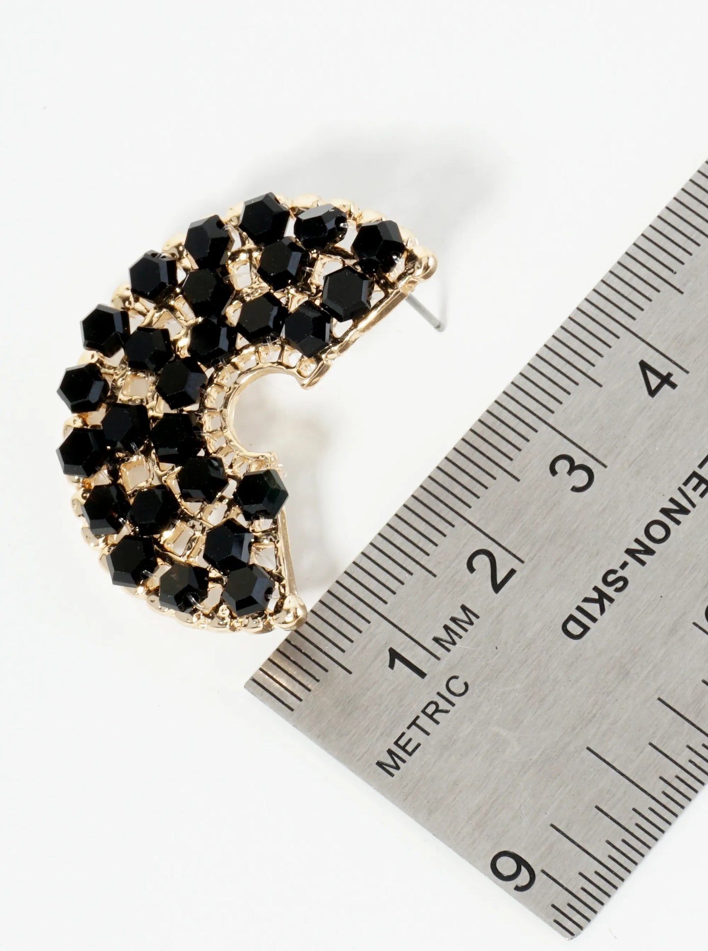 Hexagon Glass Beaded 35mm Wide Hoop Earrings