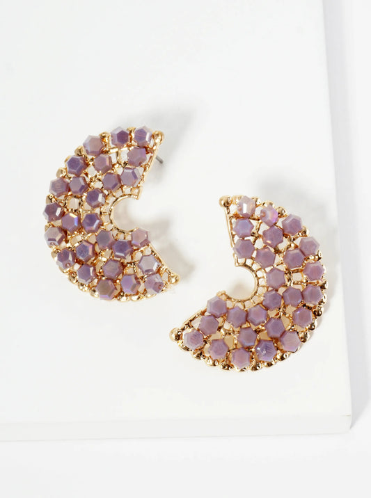 Hexagon Glass Beaded 35mm Wide Hoop Earrings