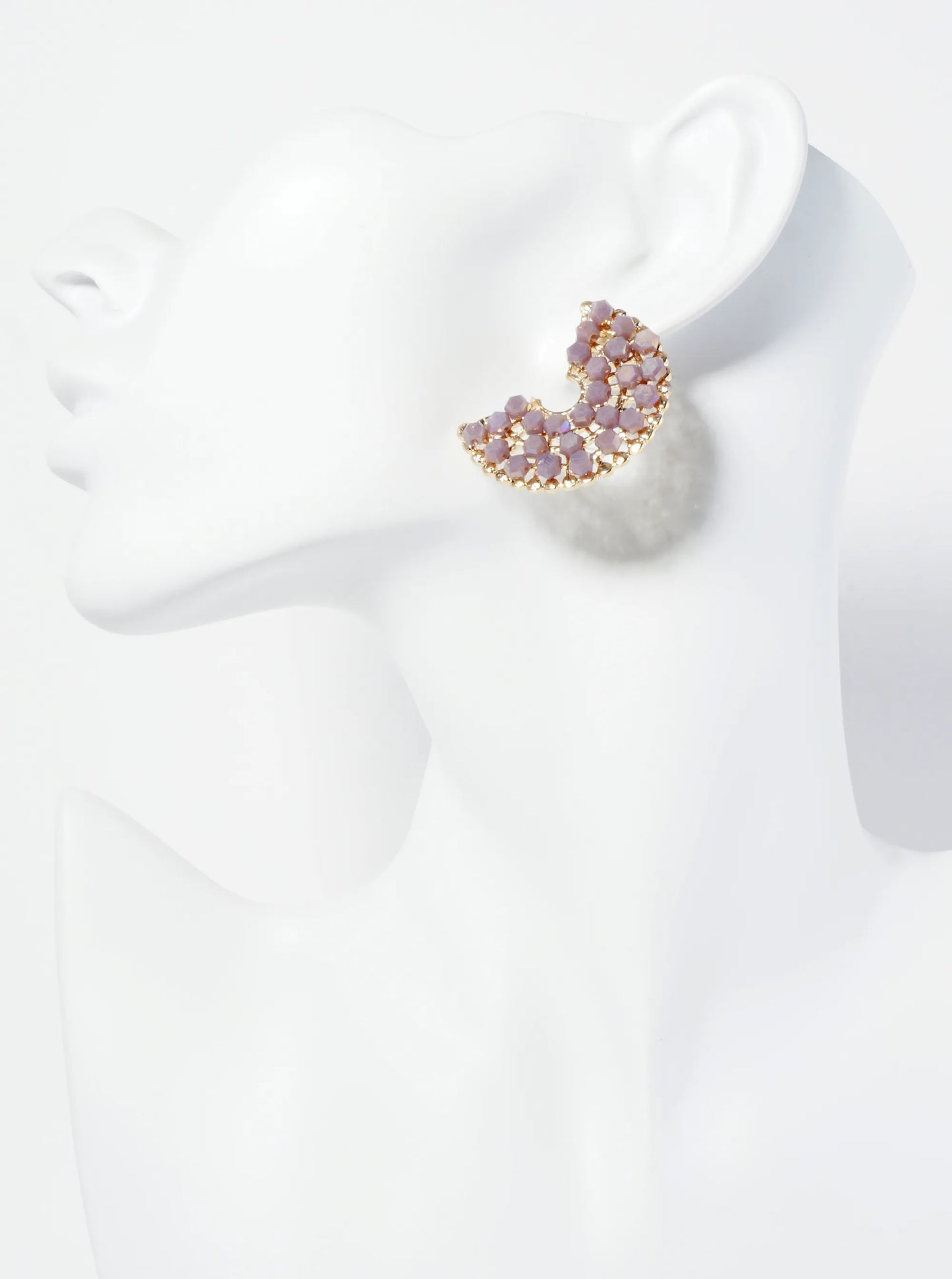 Hexagon Glass Beaded 35mm Wide Hoop Earrings