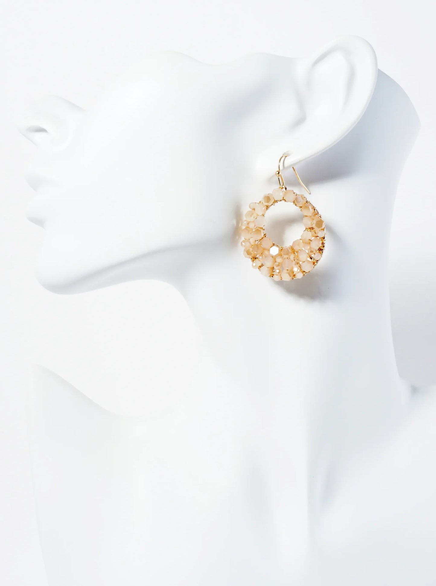 Hexagon Shape Glass Beaded Circle Drop Earrings