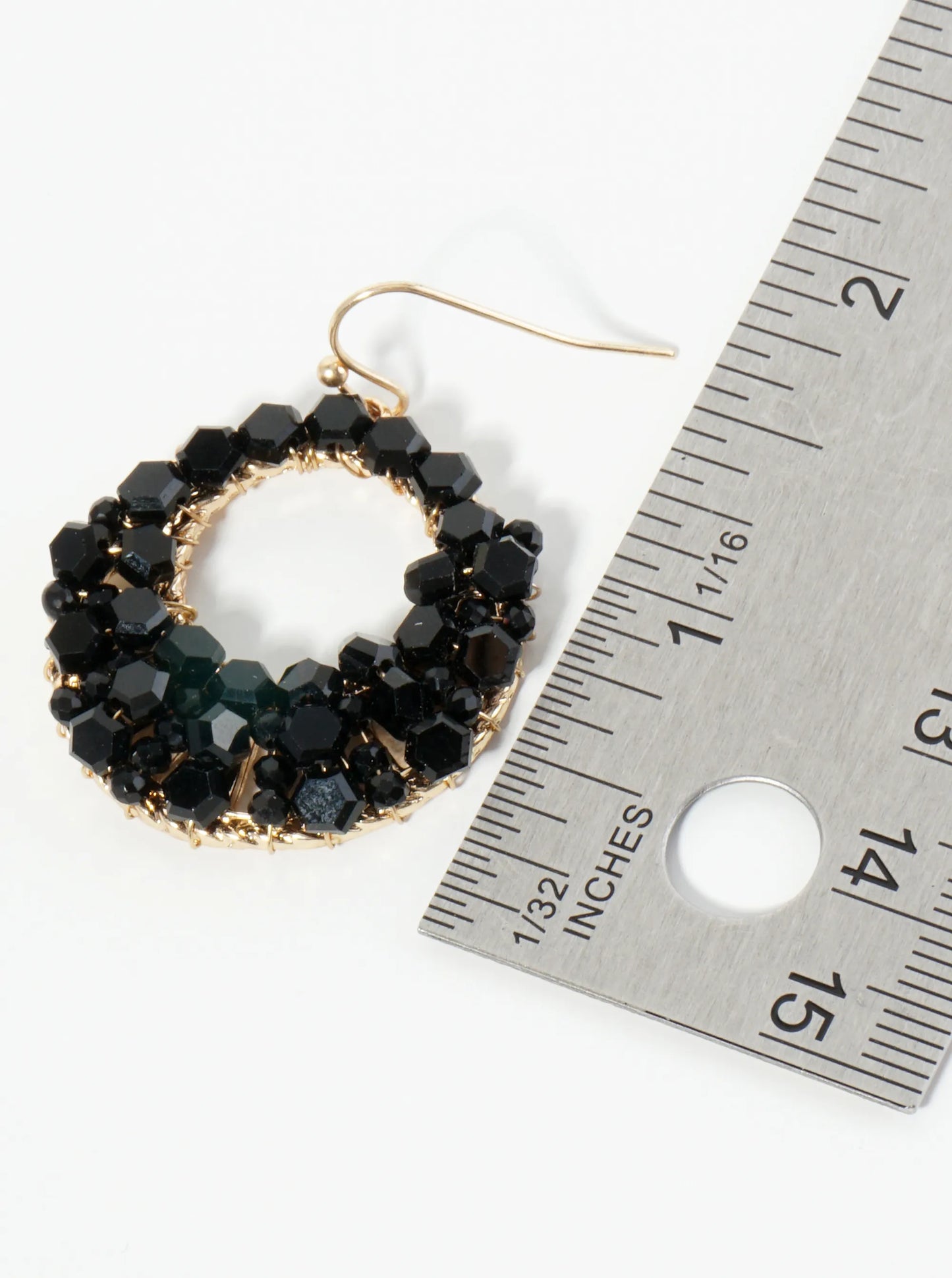 Hexagon Shape Glass Beaded Circle Drop Earrings