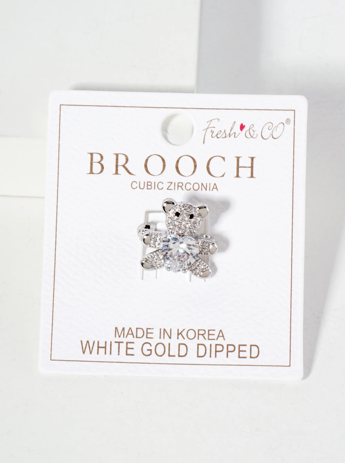 Holding-a-CZ-Heart 18K-Gold-Dipped Pave-Set Cubic-Zirconia Teddy-Bear Brass Brooch