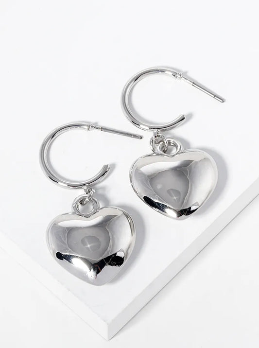 Hollow Heart Drop Metal 15mm Open Hoop Earrings