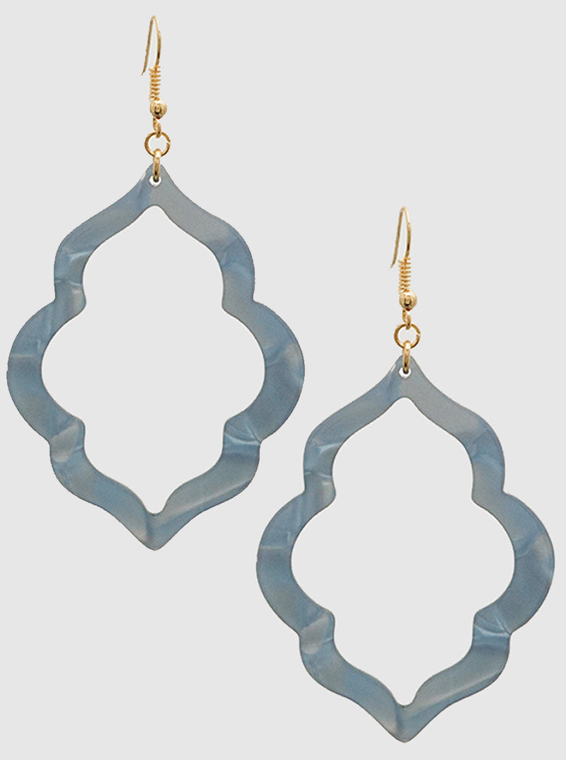 Hollow Quatrefoil Acetate Dangle Drop Earrings