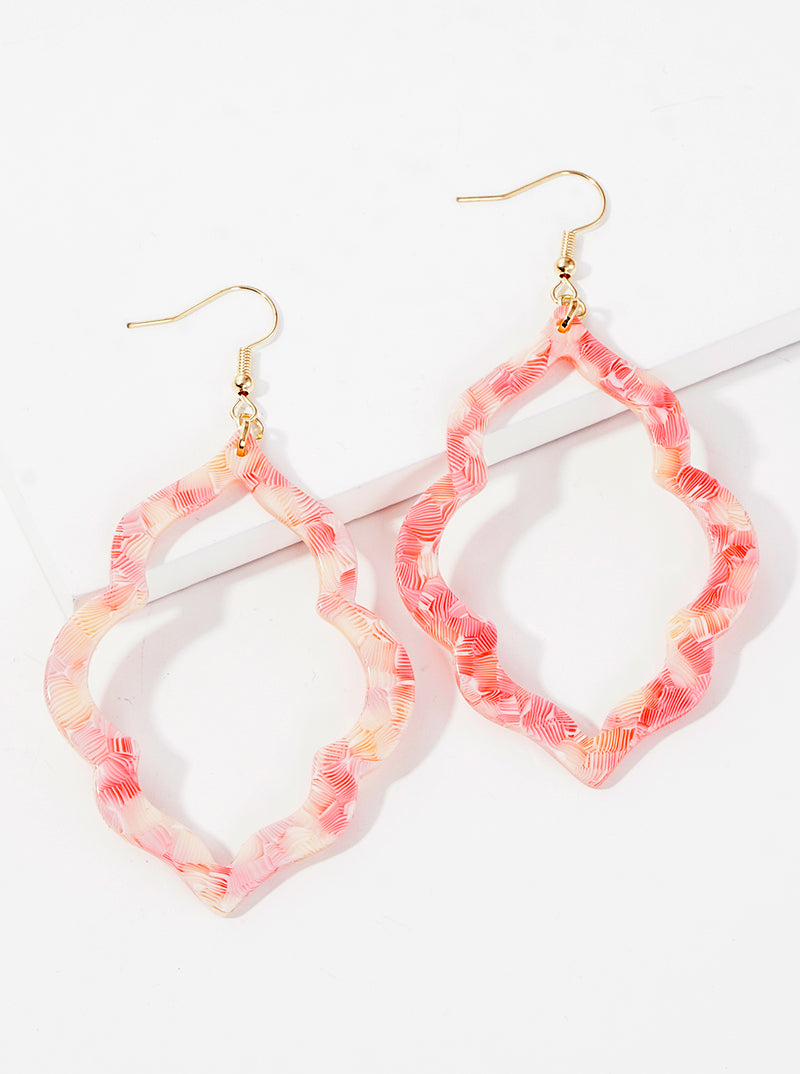 Hollow Quatrefoil Acetate Dangle Drop Earrings