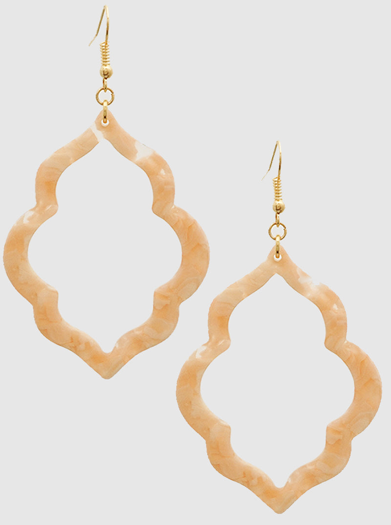 Hollow Quatrefoil Acetate Dangle Drop Earrings
