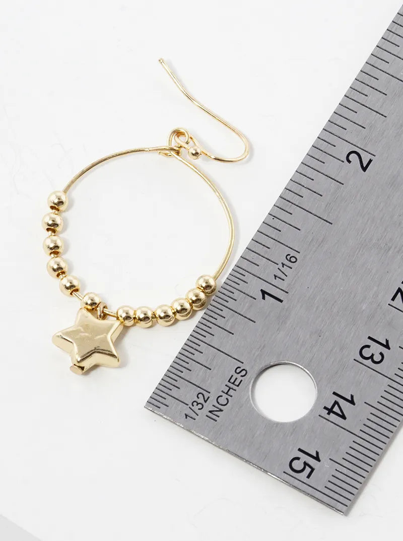 Hollow Star Bead Drop Circle Wire Dangle Drop Earrings