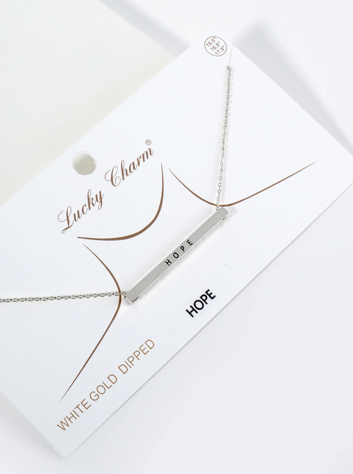 Hope Engraved 18K Gold Dipped Horizontal Brass Bar Pendant Inspirational Necklace