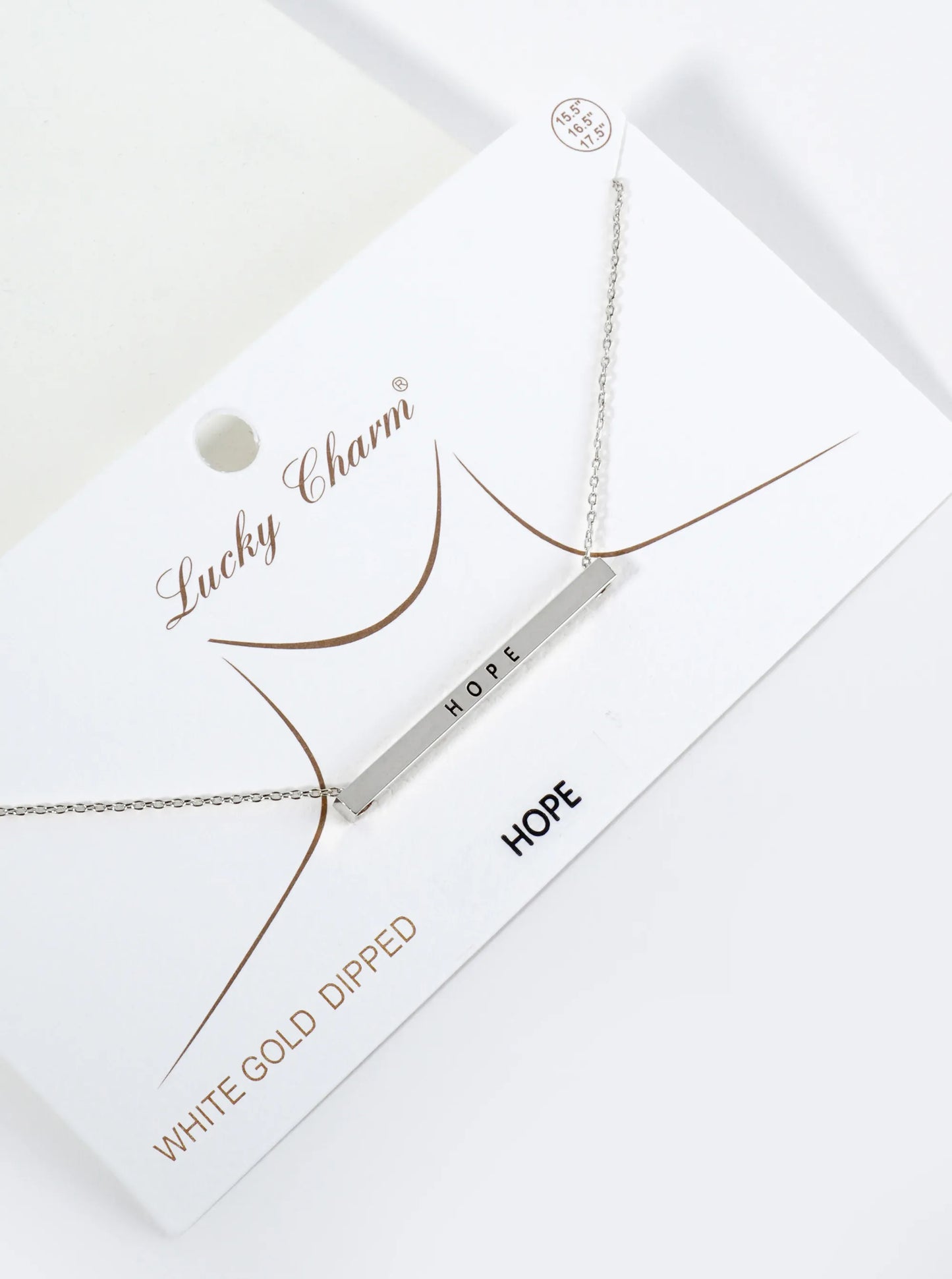 Hope Engraved 18K Gold Dipped Horizontal Brass Bar Pendant Inspirational Necklace