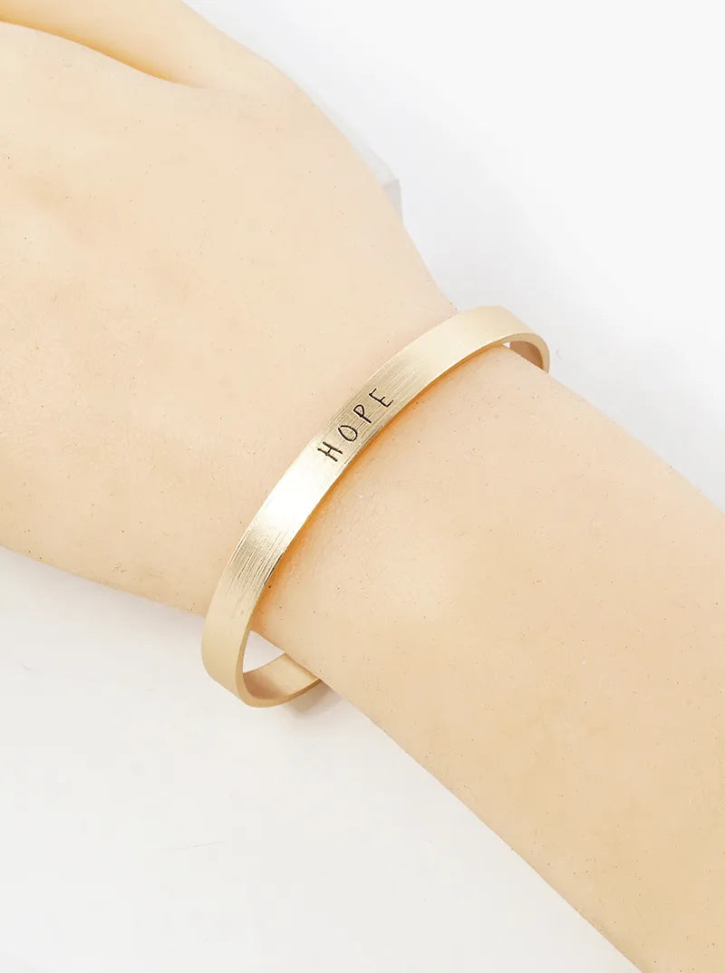 Hope Engraved Inspirational Cuff Bracelet