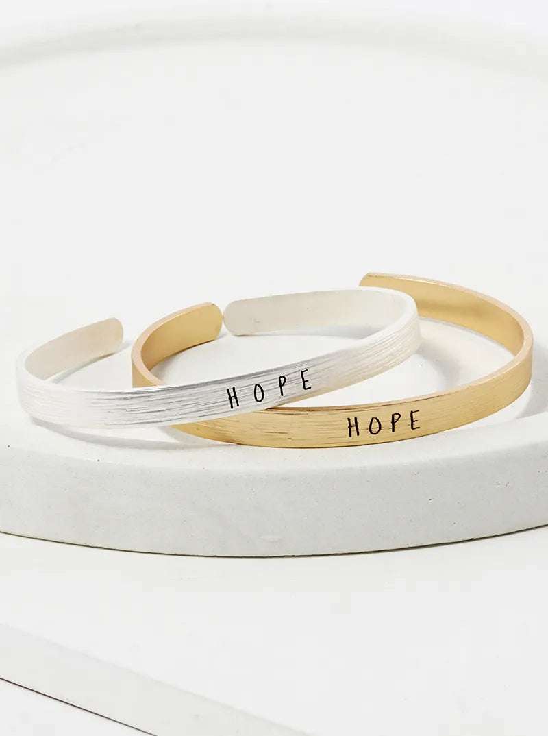 Hope Engraved Inspirational Cuff Bracelet