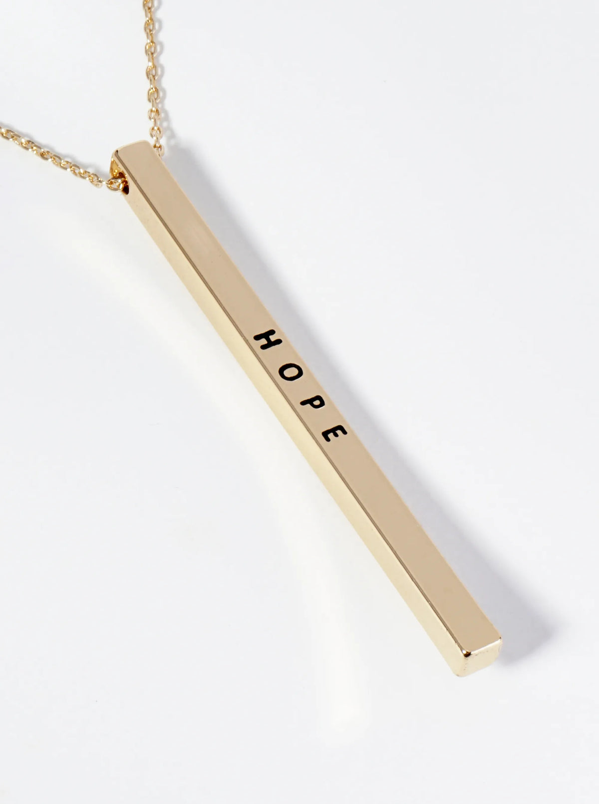 Hope Engraved Vertical Bar Pendant Inspirational Necklace