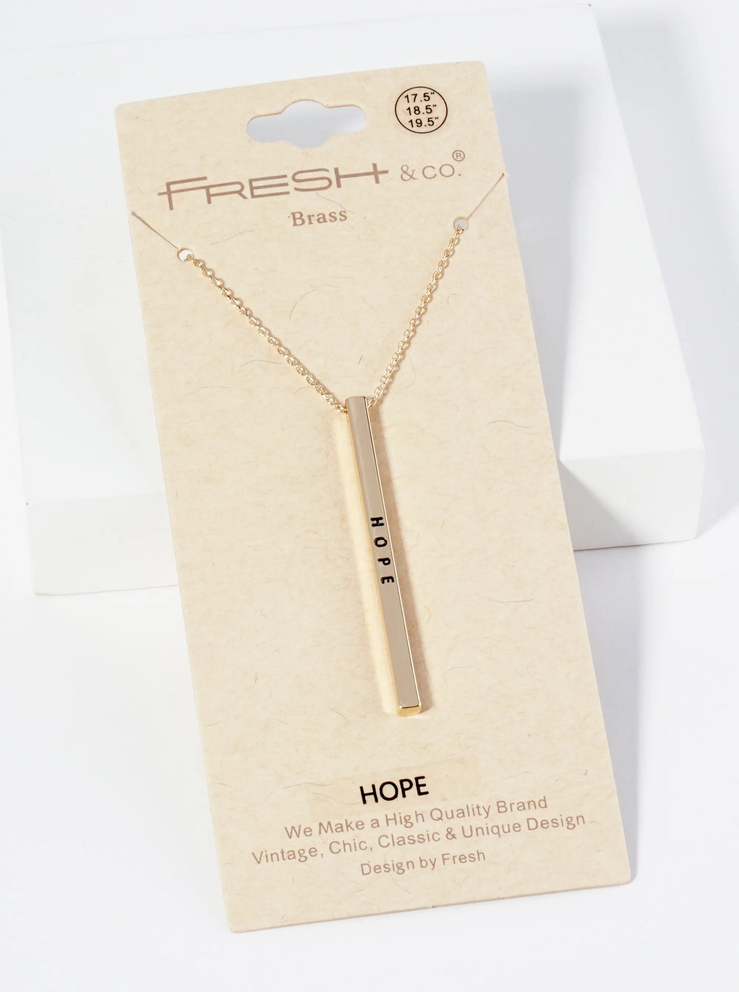 Hope Engraved Vertical Bar Pendant Inspirational Necklace
