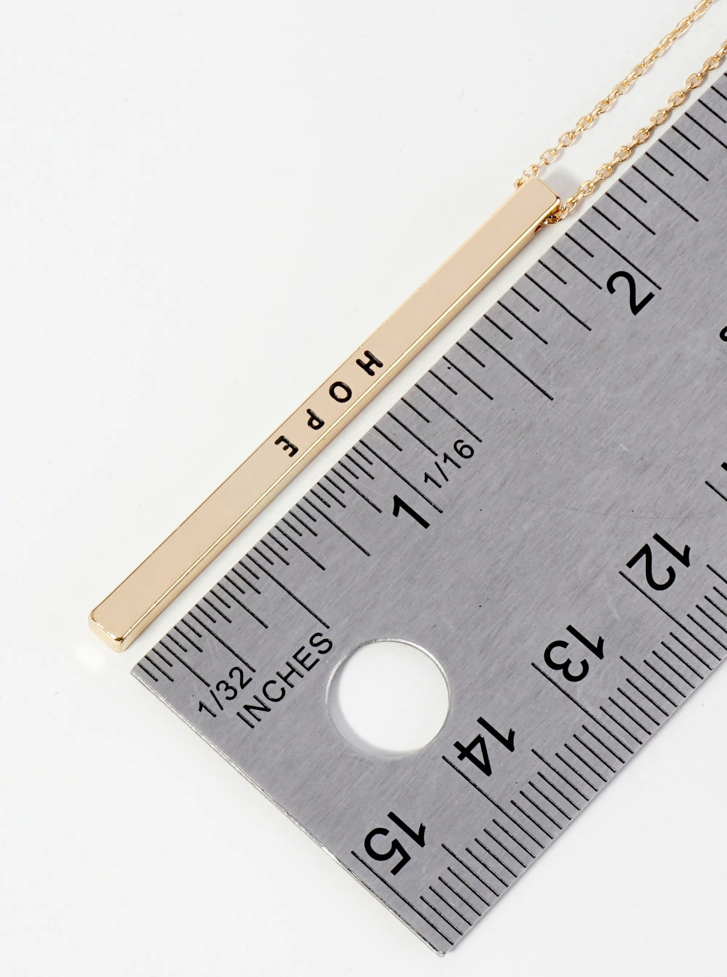 Hope Engraved Vertical Bar Pendant Inspirational Necklace
