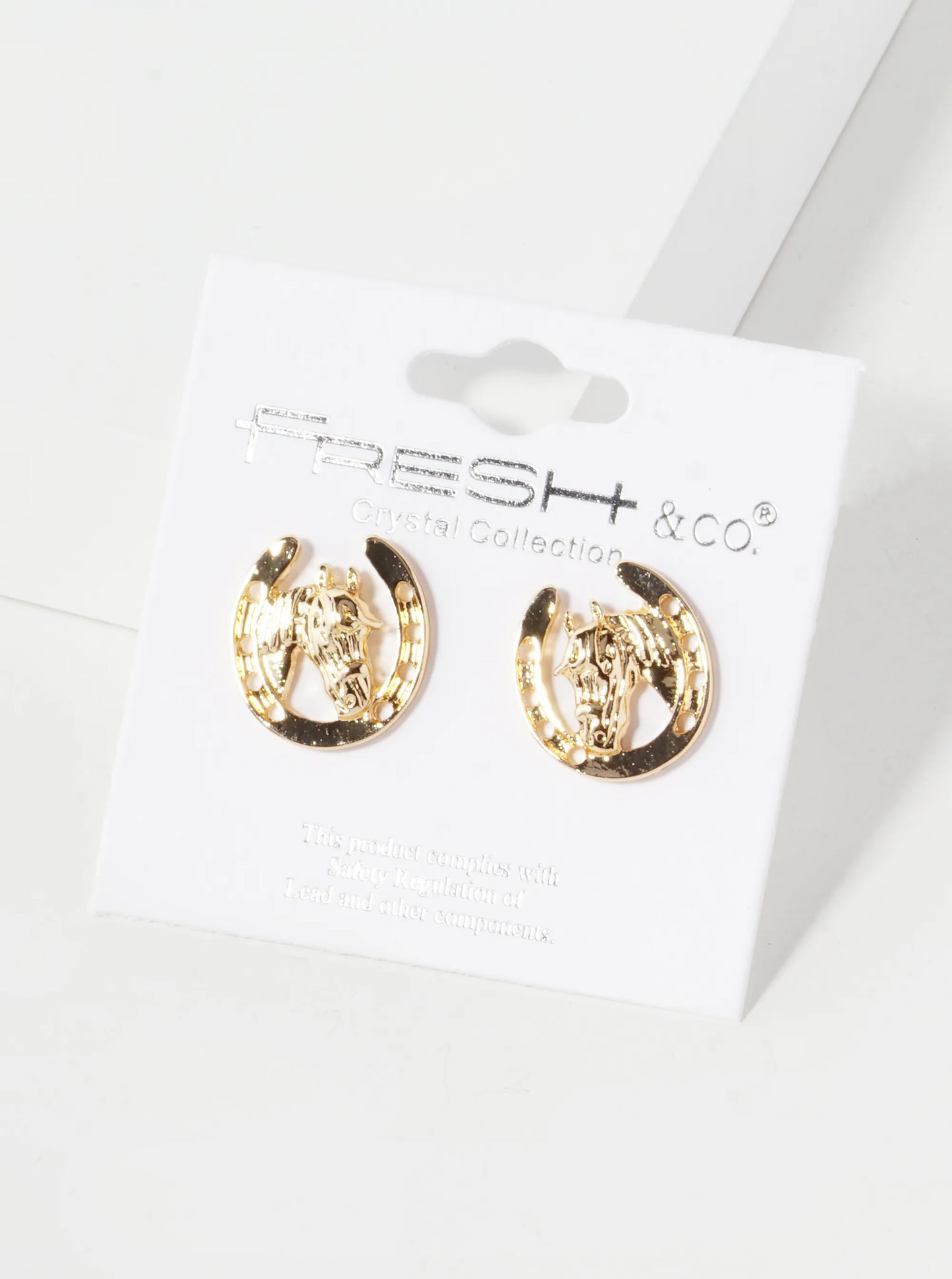 Horse Head In Horseshoe 15mm Stud Earrings