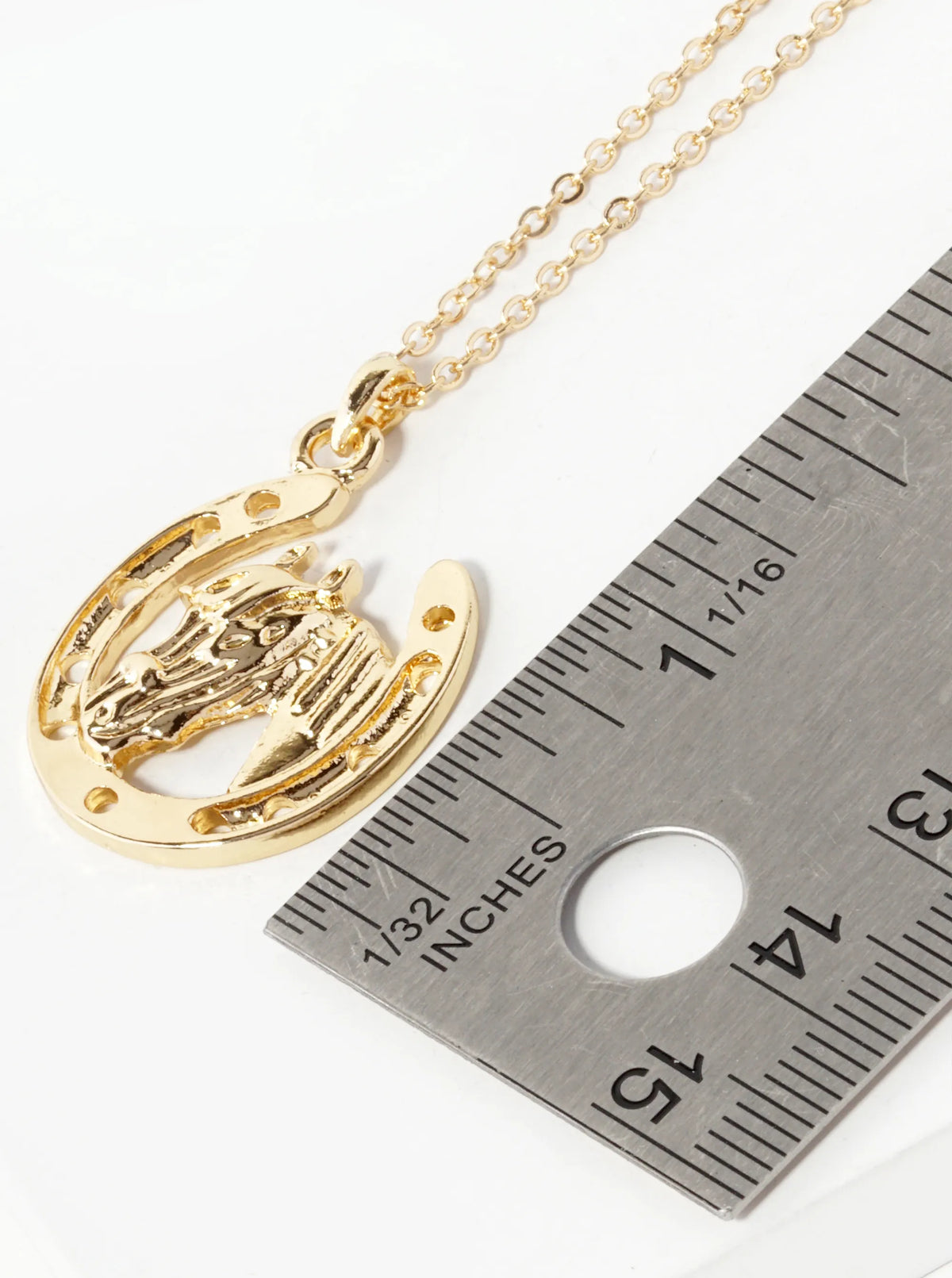 Horse Head In Horseshoe Pendant Necklace