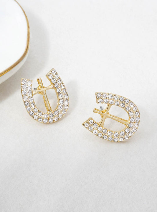 Horseshoe Rhinestone Stud Earrings