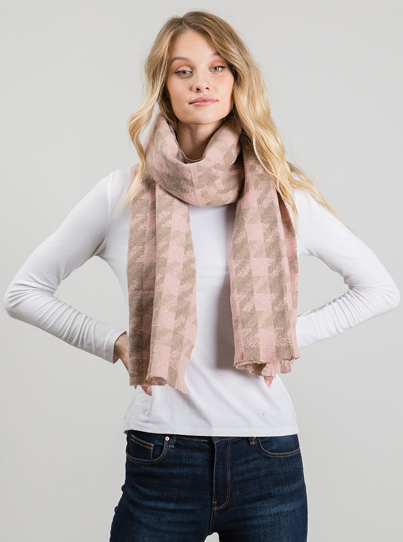 Houndstooth Plaid Oversized Oblong Scarf