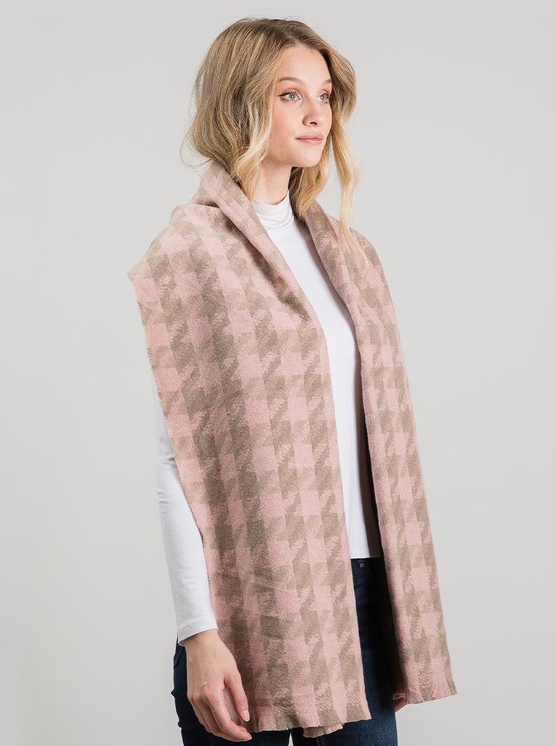 Houndstooth Plaid Oversized Oblong Scarf