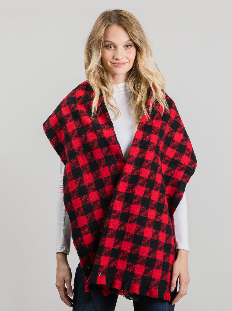 Houndstooth Plaid Oversized Oblong Scarf