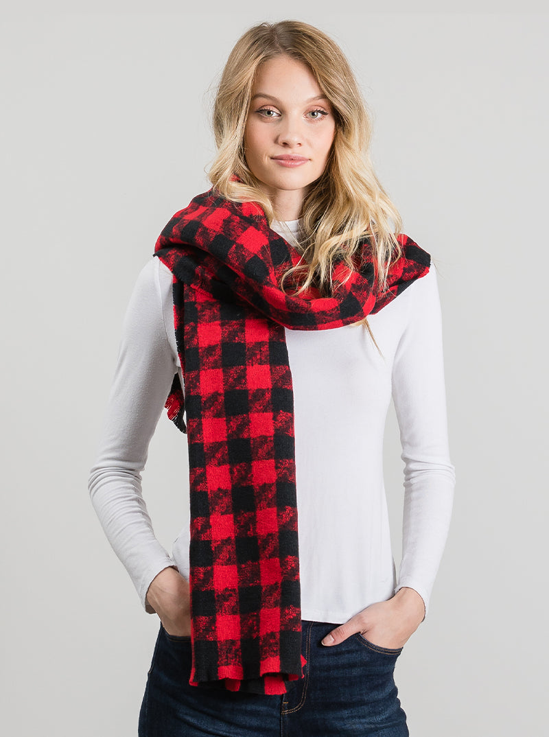 Houndstooth Plaid Oversized Oblong Scarf