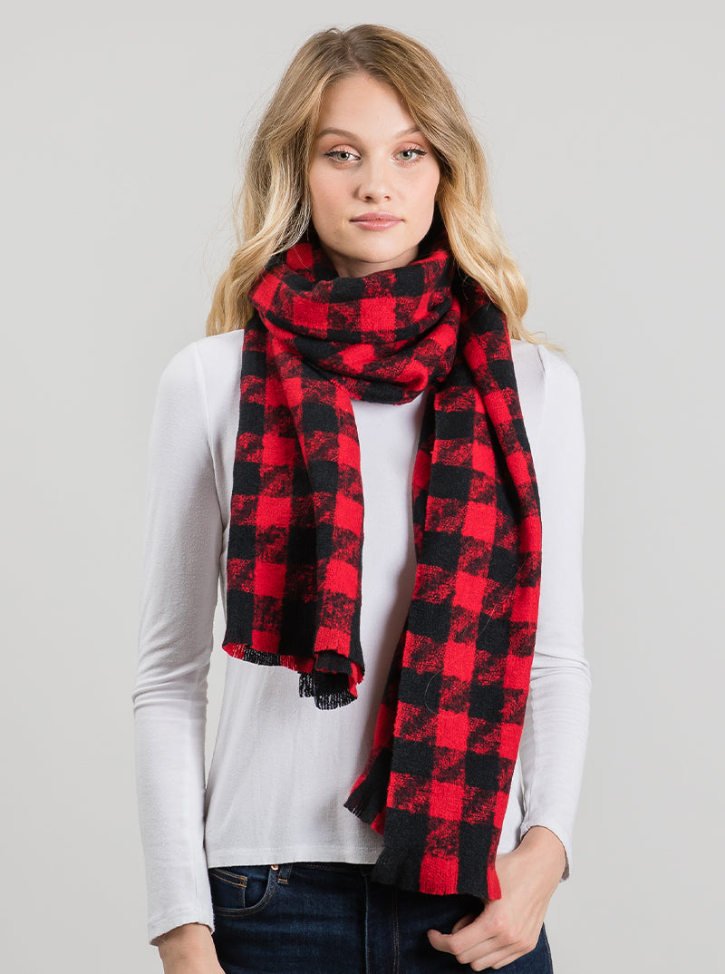 Houndstooth Plaid Oversized Oblong Scarf